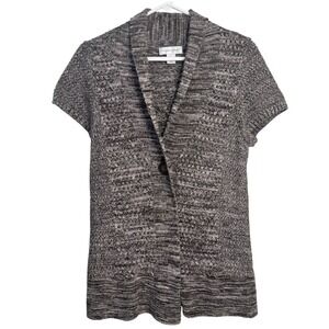 Christopher & Banks Large Knit Cardigan Cap Sleeve Brown Grandmacore Cottagecore